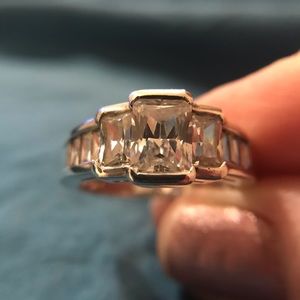 Emerald cut CZ channel set stones